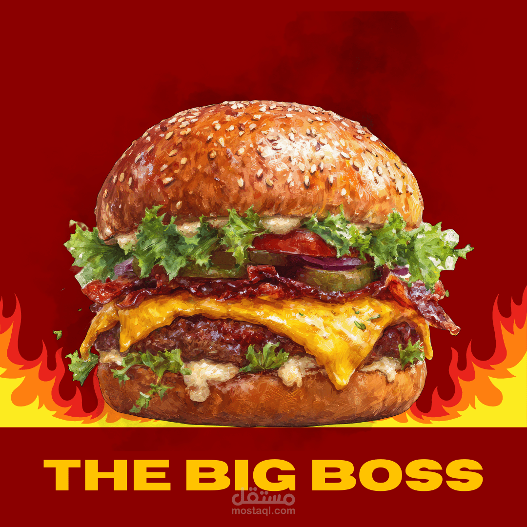 تصميم بوستر اعلاني للسوشيال ميديا مطعم "THE BIG BOOS"