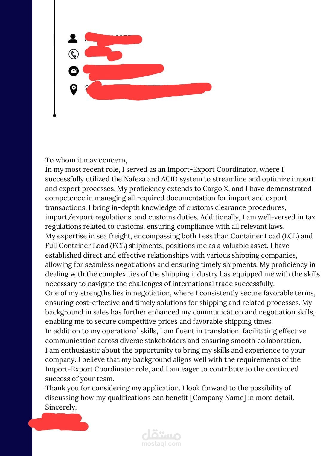 Cover Letter