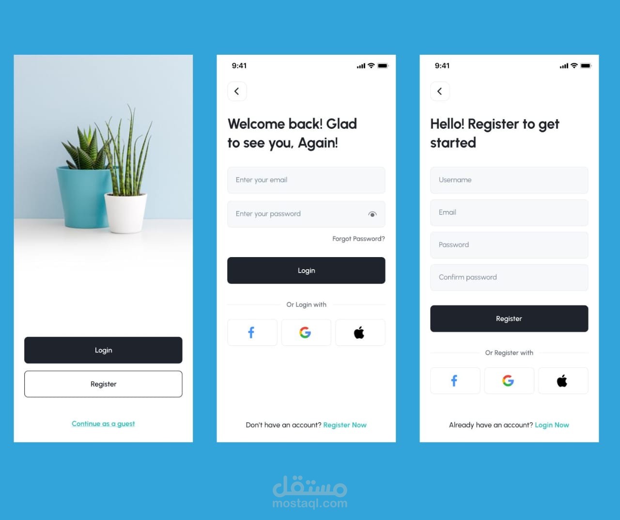 تصميم واجهة تسجيل دخول احترافية (Login & Register UI)