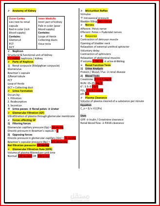 تلخيص وتنسيق محتوى محاضرة في مادة Physiology