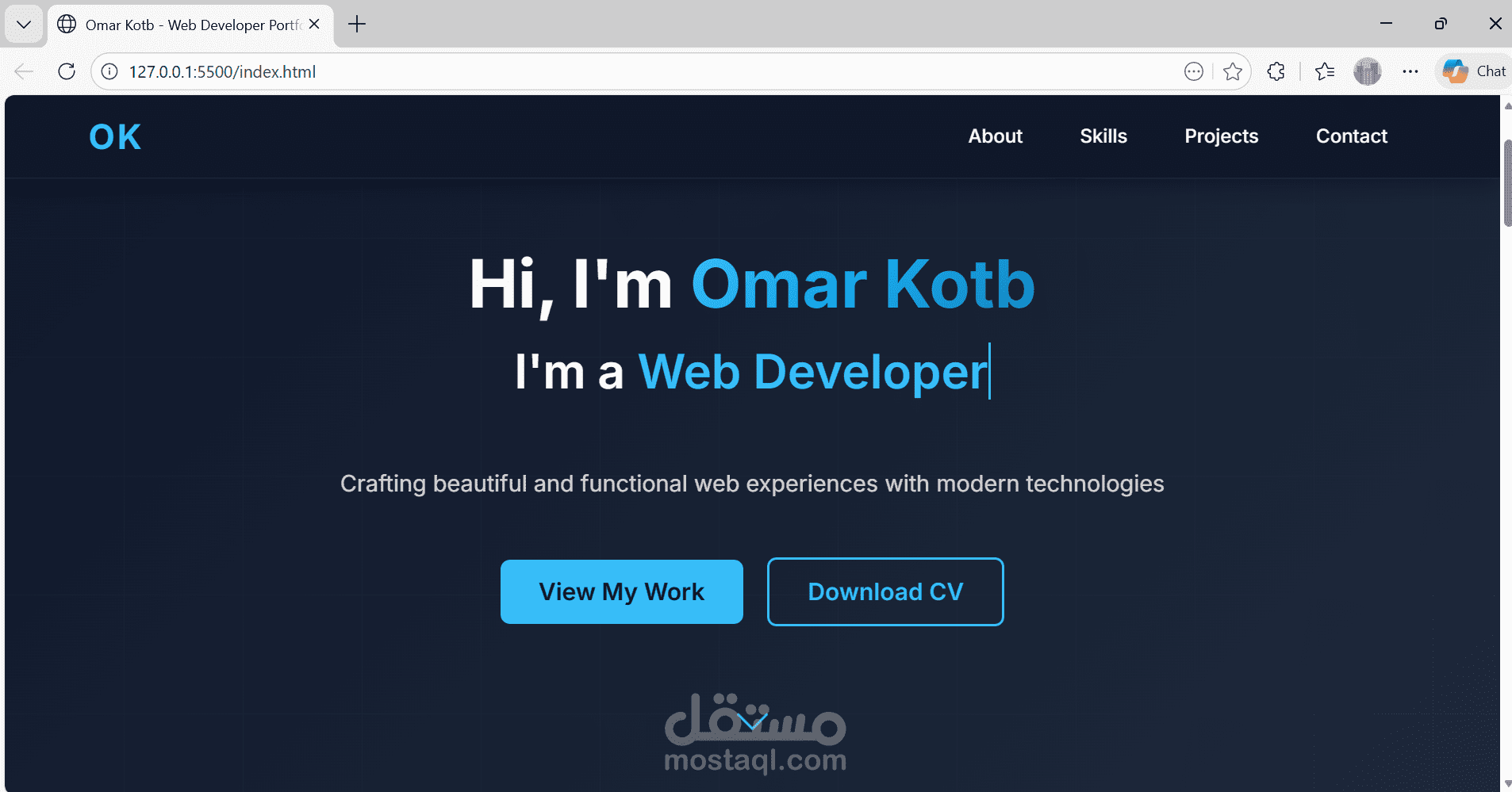 تصميم وبناء موقع شخصي (Portfolio) احترافي ومتجاوب بالكامل.