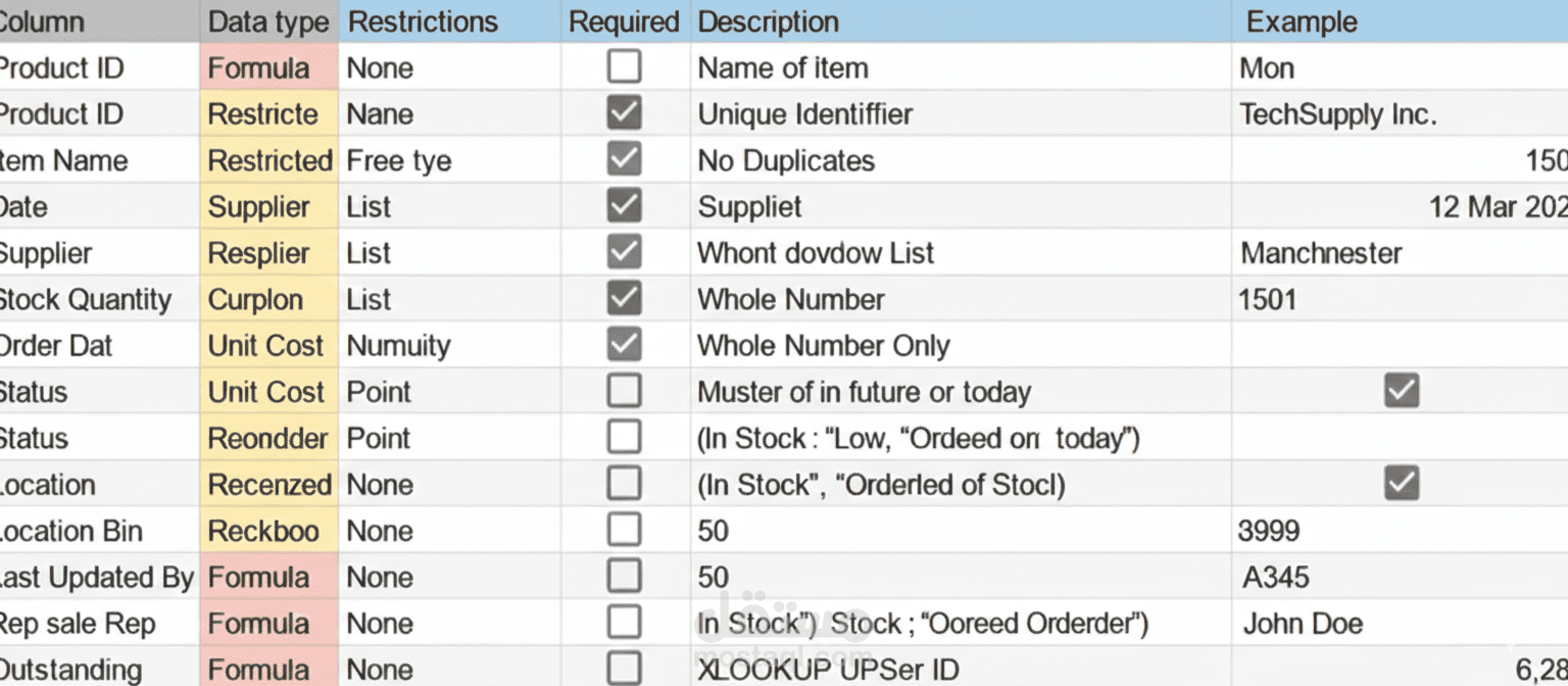 إدخال بيانات دقيقة وإنشاء جدول Excel