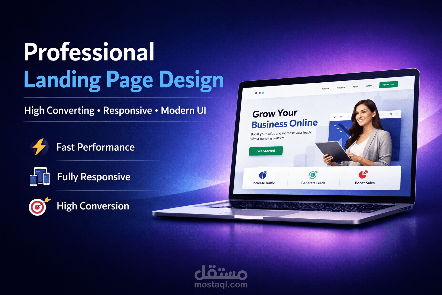إنشاء صفحة هبوط تناسب جميع احجام الشاشات Responsive