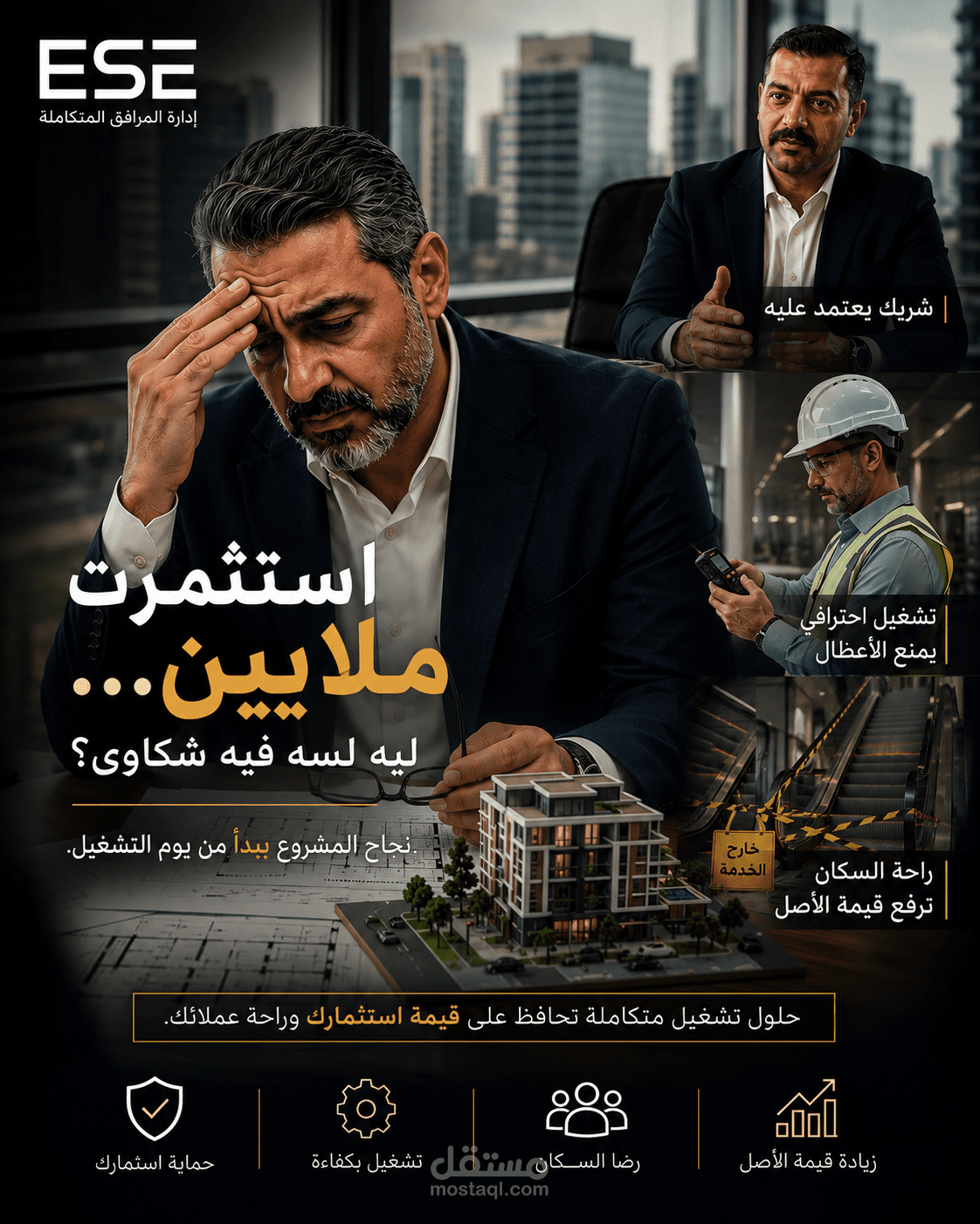 إعلان احترافي بالذكاء الاصطناعي لشركة ESE لإدارة وتشغيل المرافق | AI Commercial Video