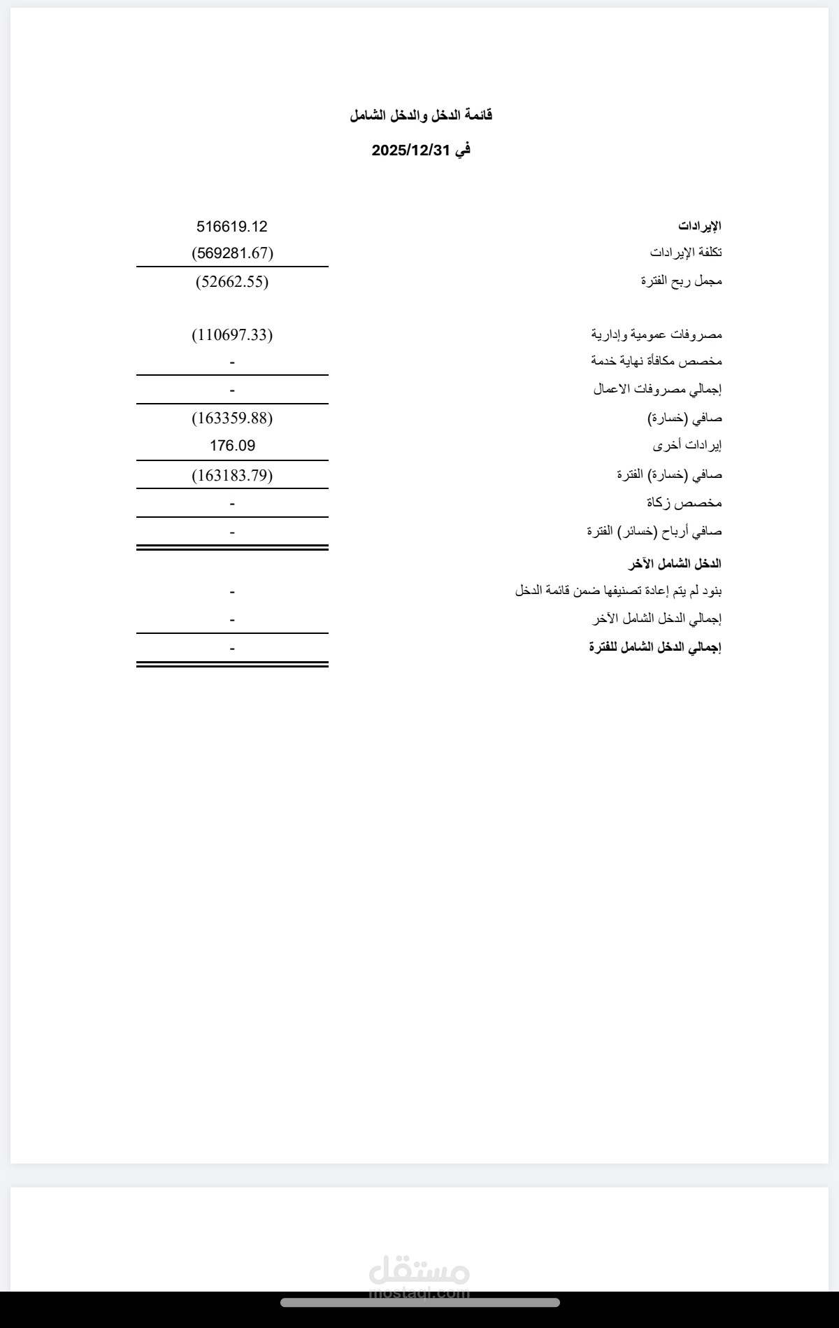 إعداد قائمة الدخل