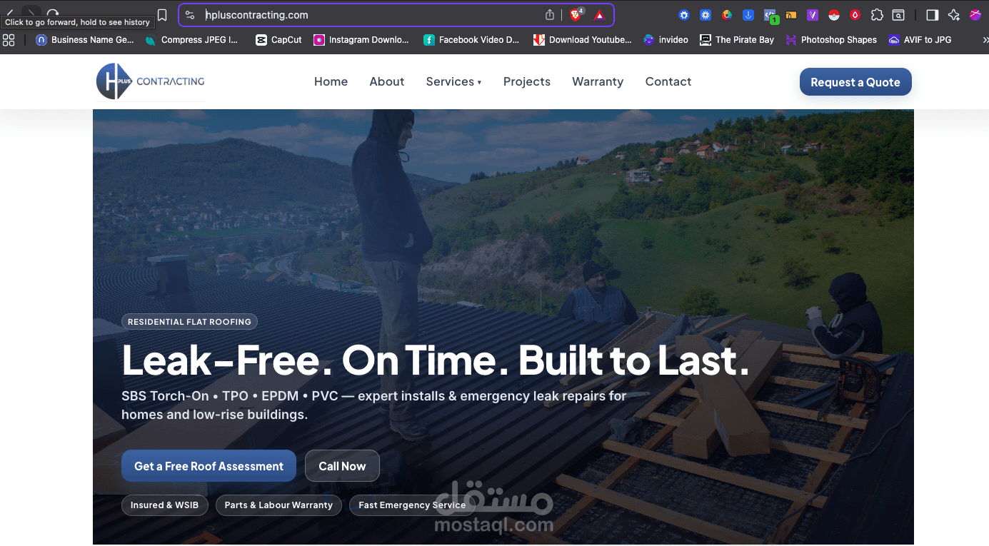 H Plus Contracting Website - موقع خدمات انشاءات