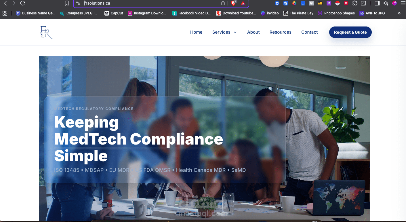 تصميم وتطوير موقع F&R Solutions — موقع استشارات