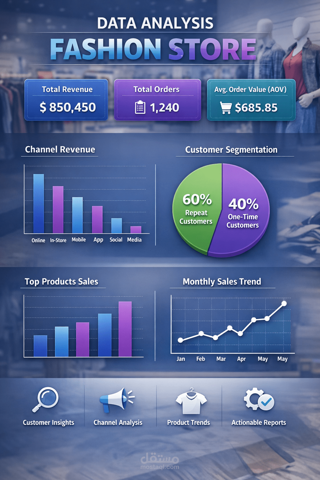 تحليل بيانات متجر ملابس (Fashion Store Data Analysis Project)