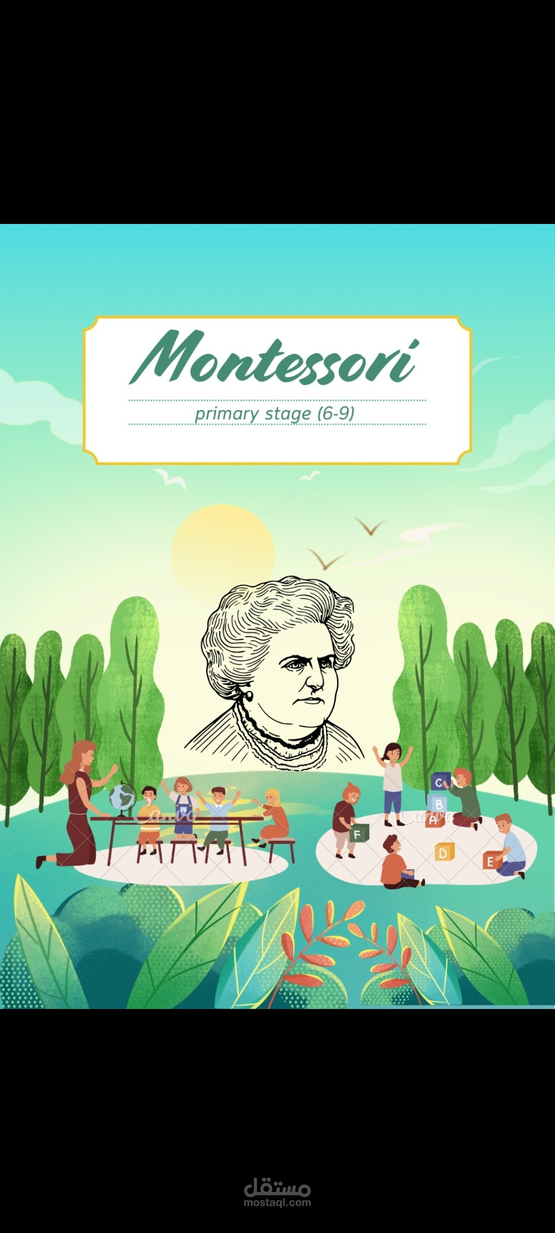 تصميم بوستر تعليمي لمرحلة مونتيسوري الابتدائية