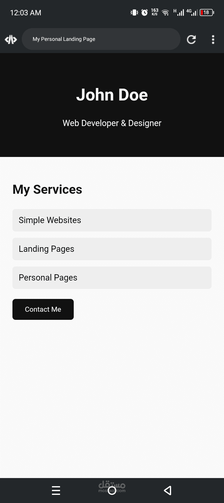 تصميم صفحة شخصية / Landing Page باستخدام HTML و CSS
