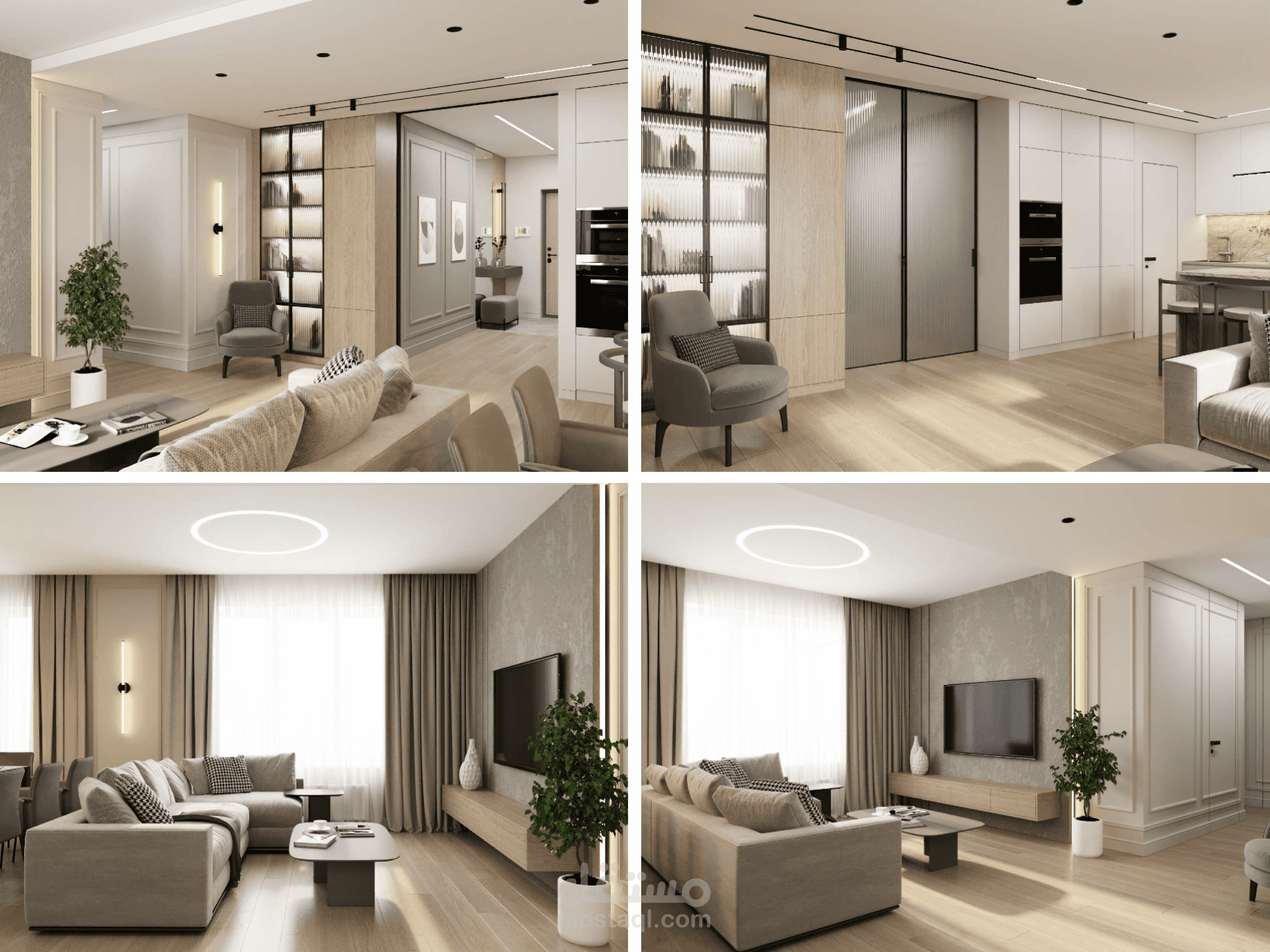 تصميم معماري وداخلي لشقة سكنية مع تطوير كامل لقسم الرسومات التنفيذية