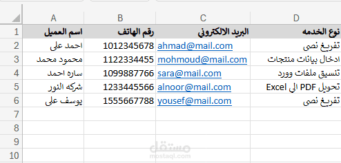 تنسيق و تنظيم قاعدة بيانات عملاء باستخدام Excel