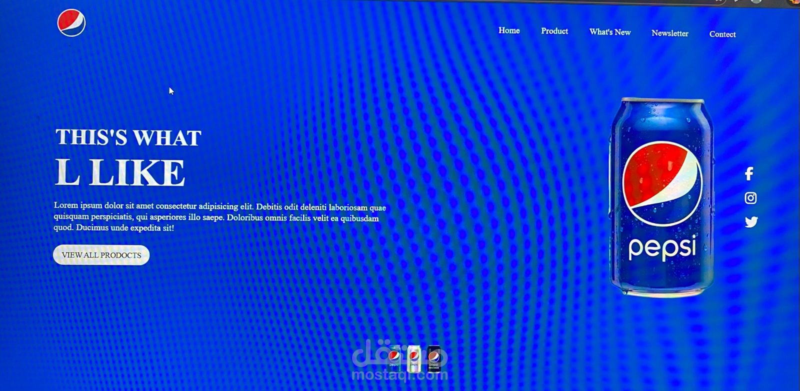 Landing Page إعلانية لمنتج Pepsi