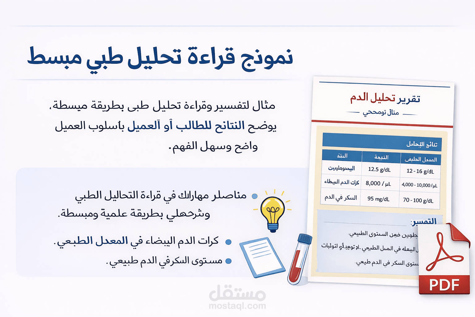 نموذج قراءة تحليل طبي مبسط