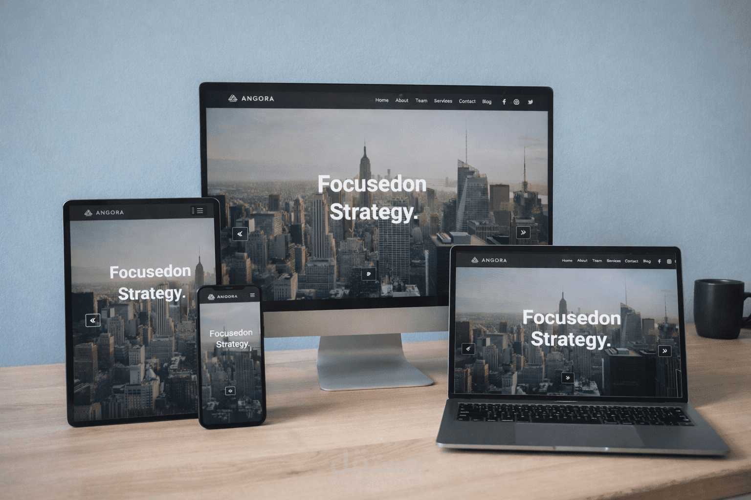تصميم وتنفيذ واجهة ويب متجاوبة باستخدام HTML و CSS و JavaScript لمشروع Angora