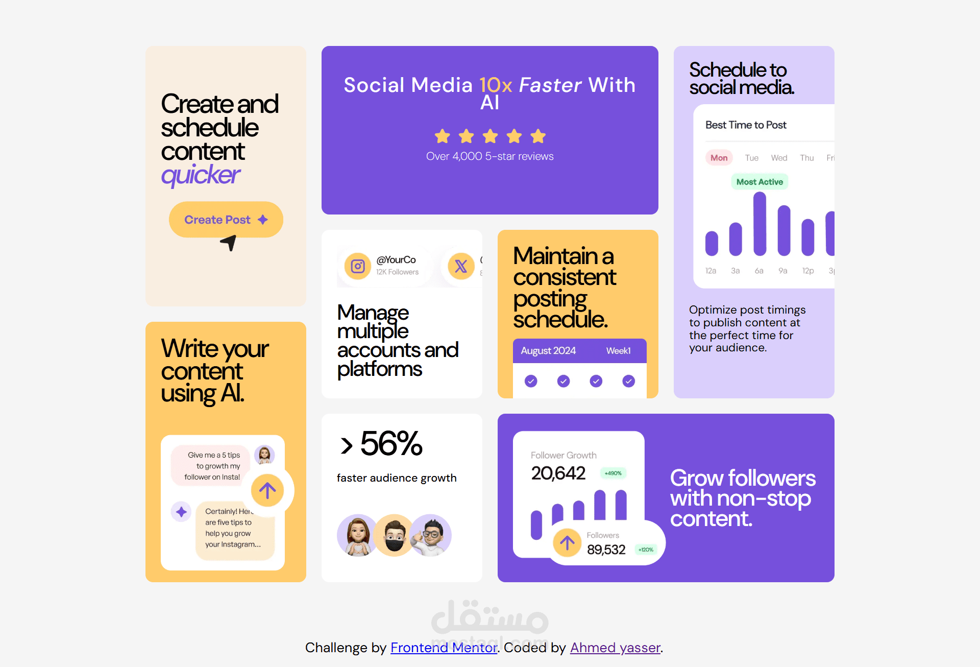 ? Frontend Mentor Challenge: Bento Grid | 100% Responsive & Optimized Structure