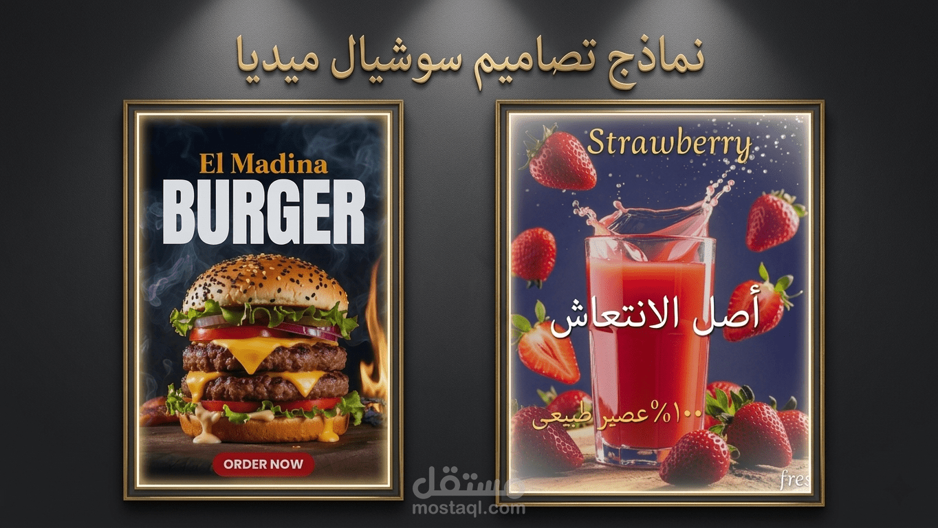 نماذج تصاميم سوشيال ميديا احترافية (أغذية ومشروبات) .