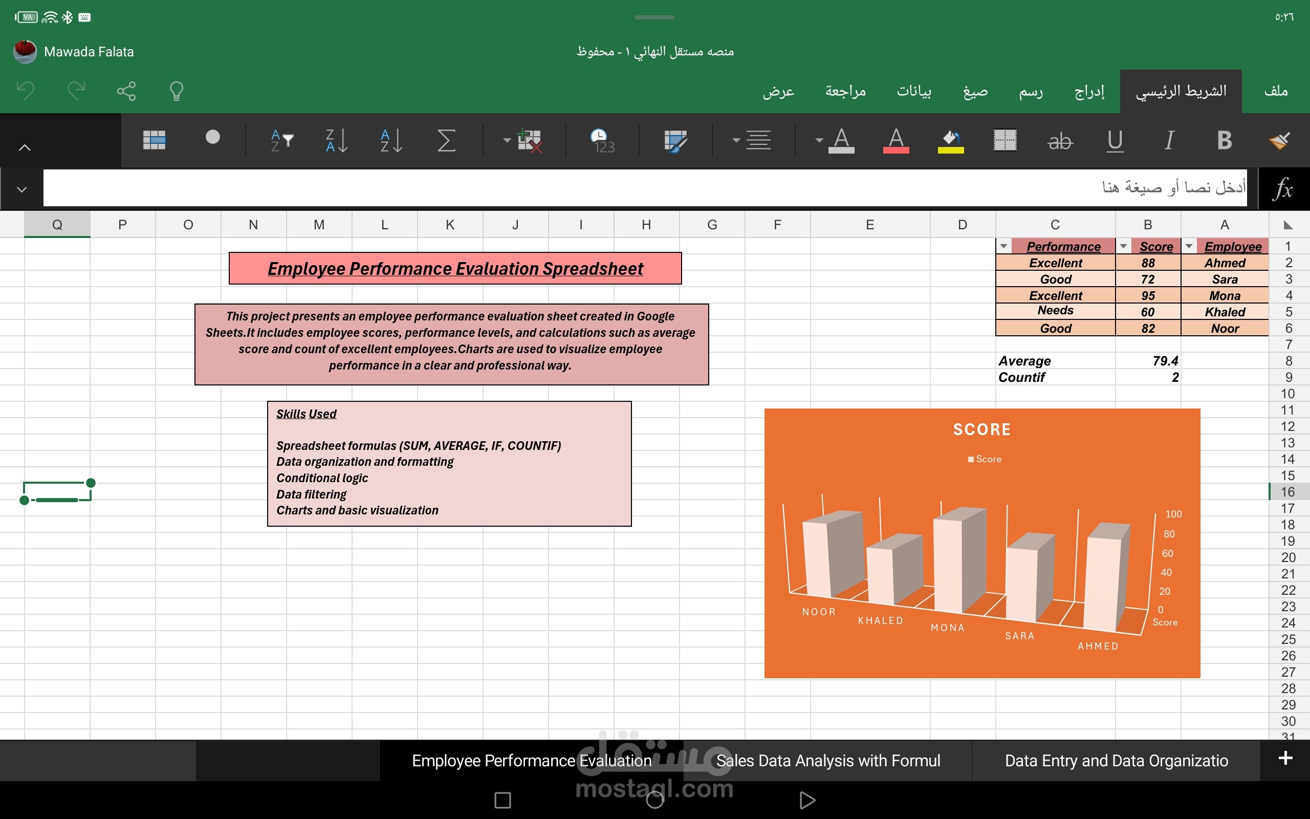 Titles:   Employee Performance Evaluation Spreadsheet