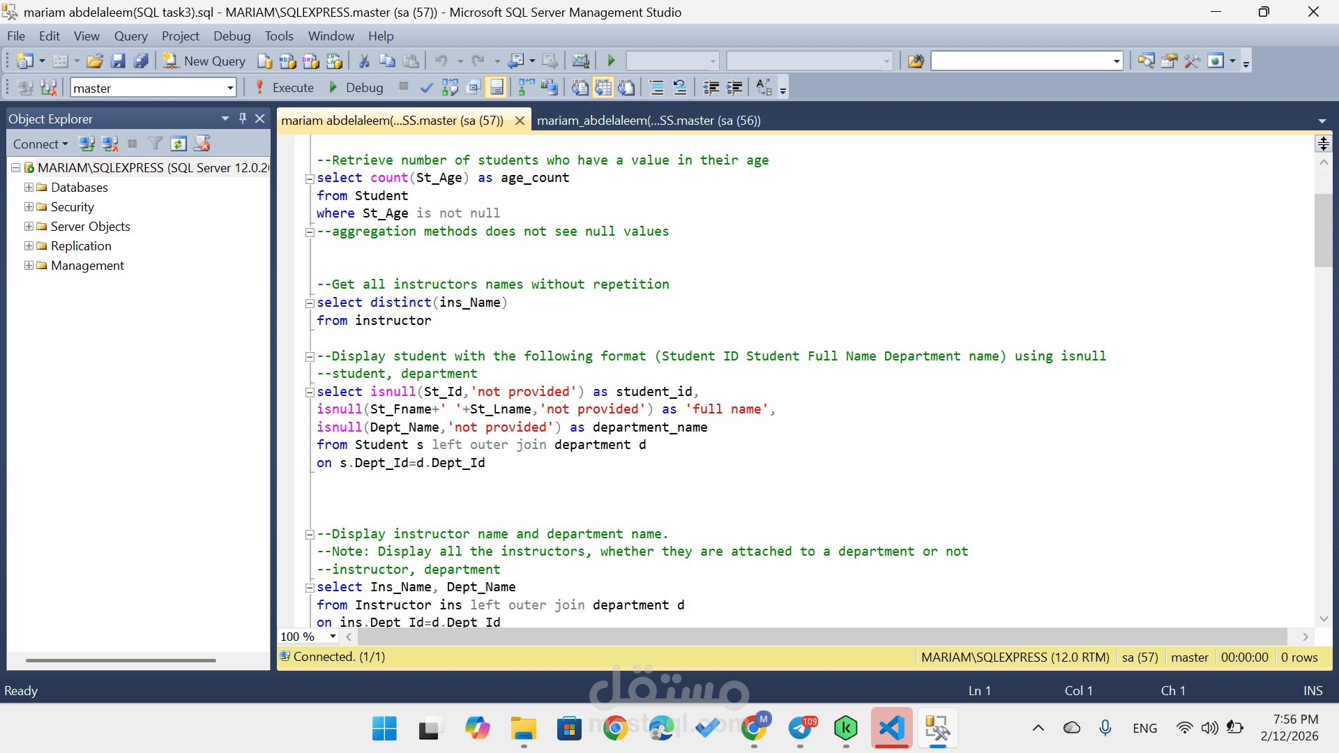 retrieving info from sql dataset