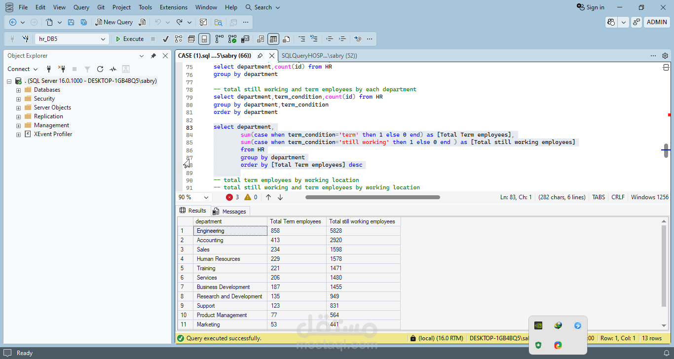 مشروع تحليل بيانات الموظفين والموارد البشرية (HR Data Analysis)