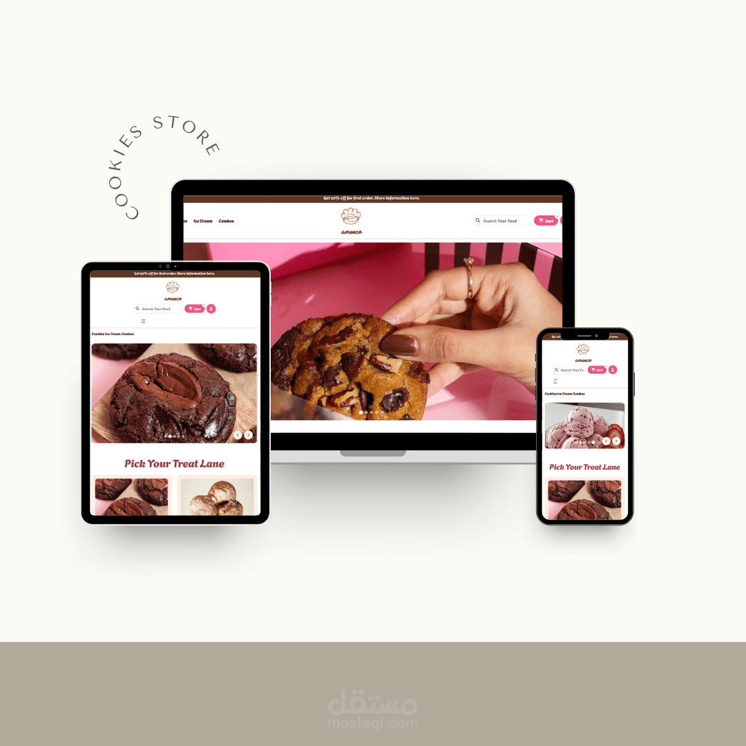 تصميم وتطوير Landing Page احترافية متجاوبة لمتجر حلويات باستخدام Tailwind CSS