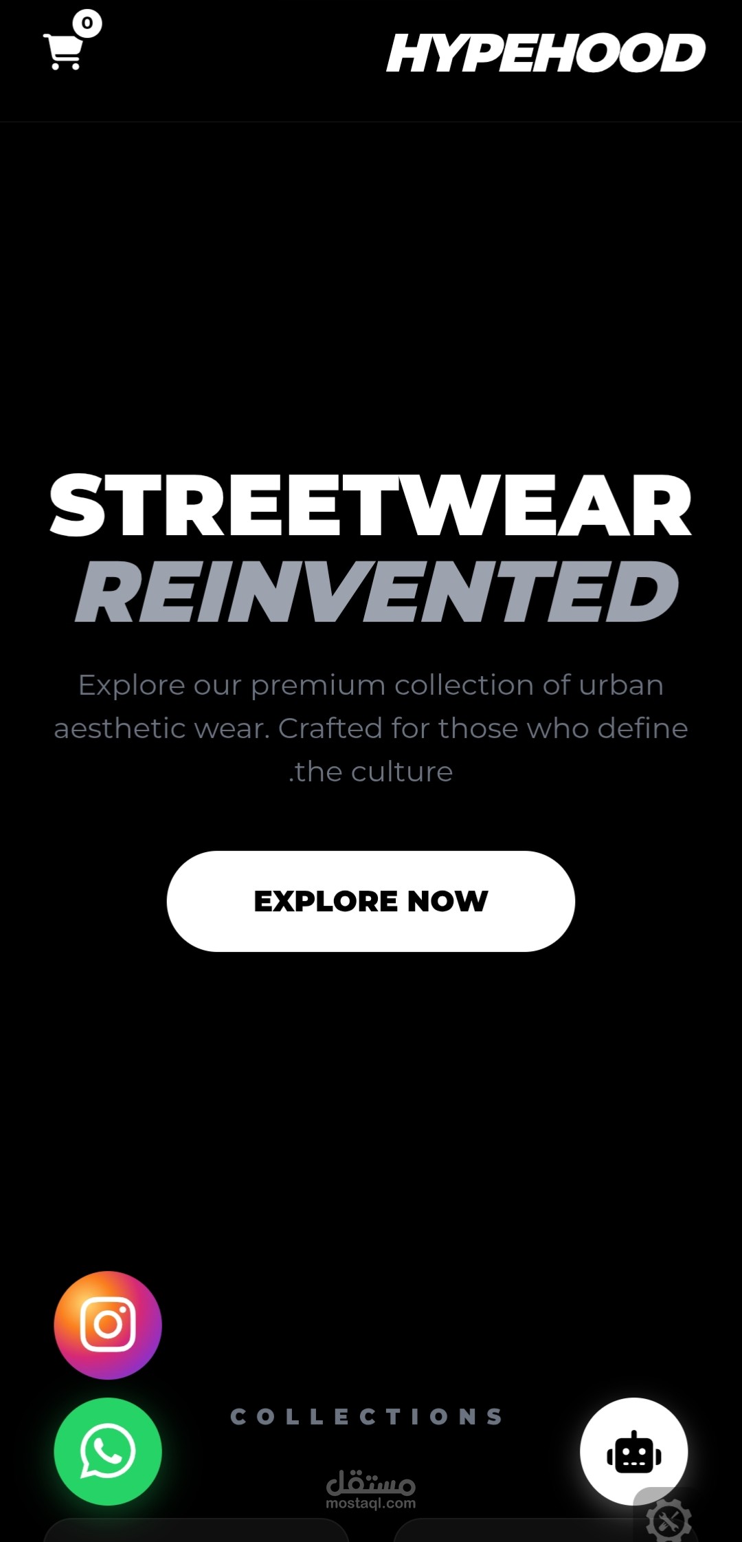 تصميم واجهة متجر إلكتروني عصري لبراند ملابس (Hypehood)