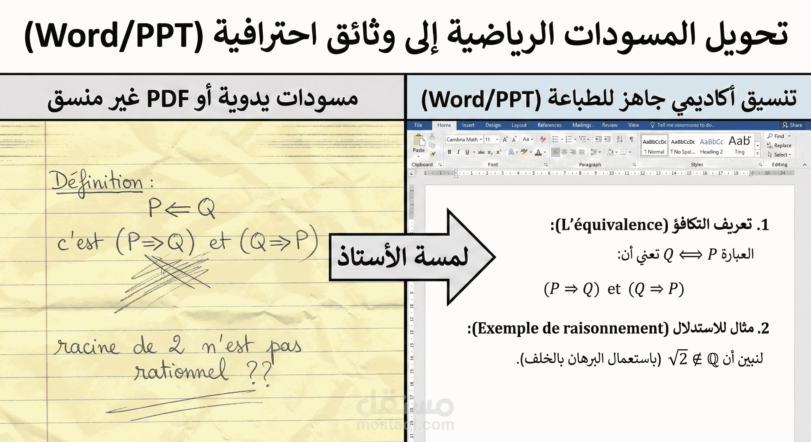 تنسيق ملف رياضيات وأكاديمي احترافي