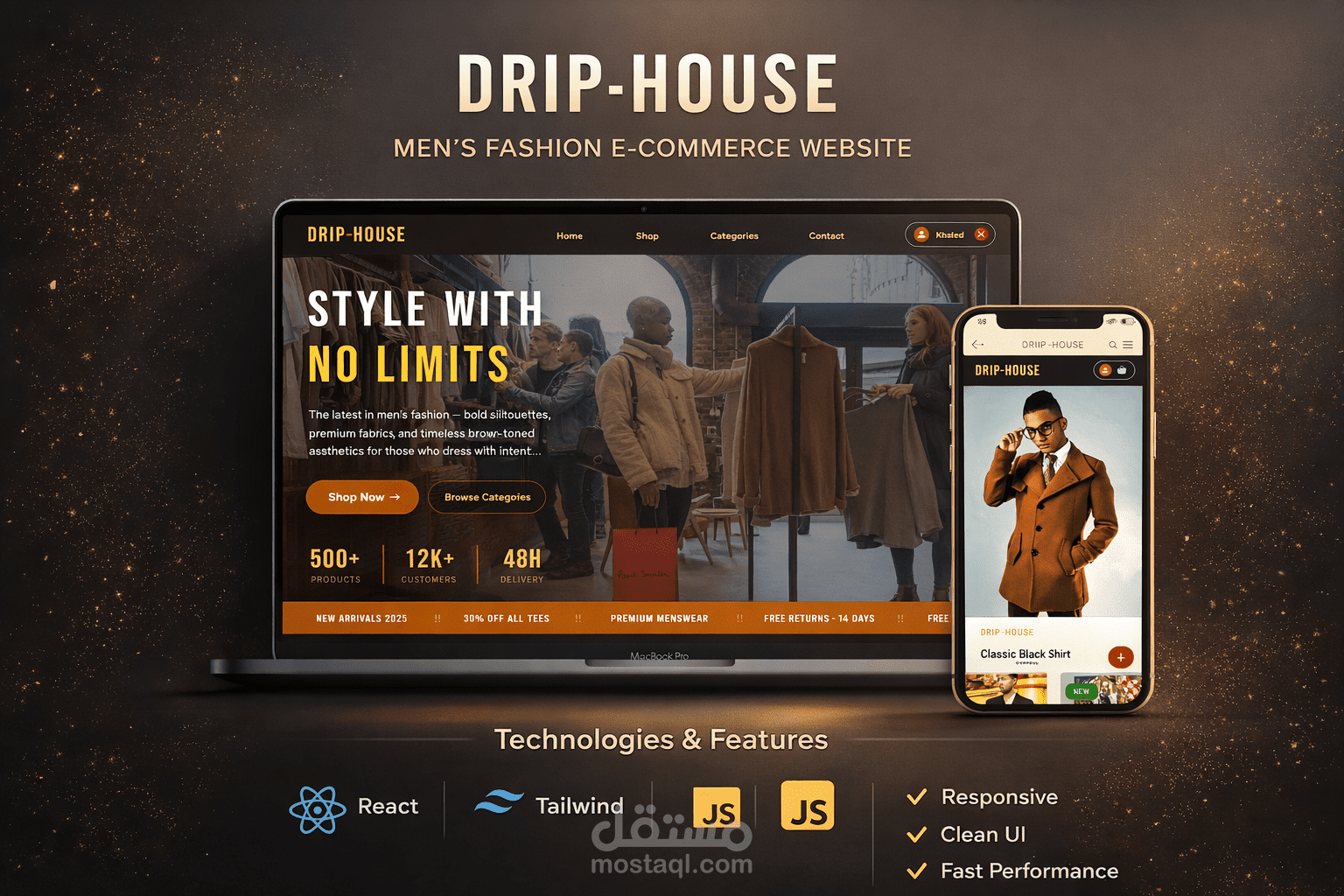 Loading Page احترافية لموقع ملابس رجالي (UI Design + Animation)