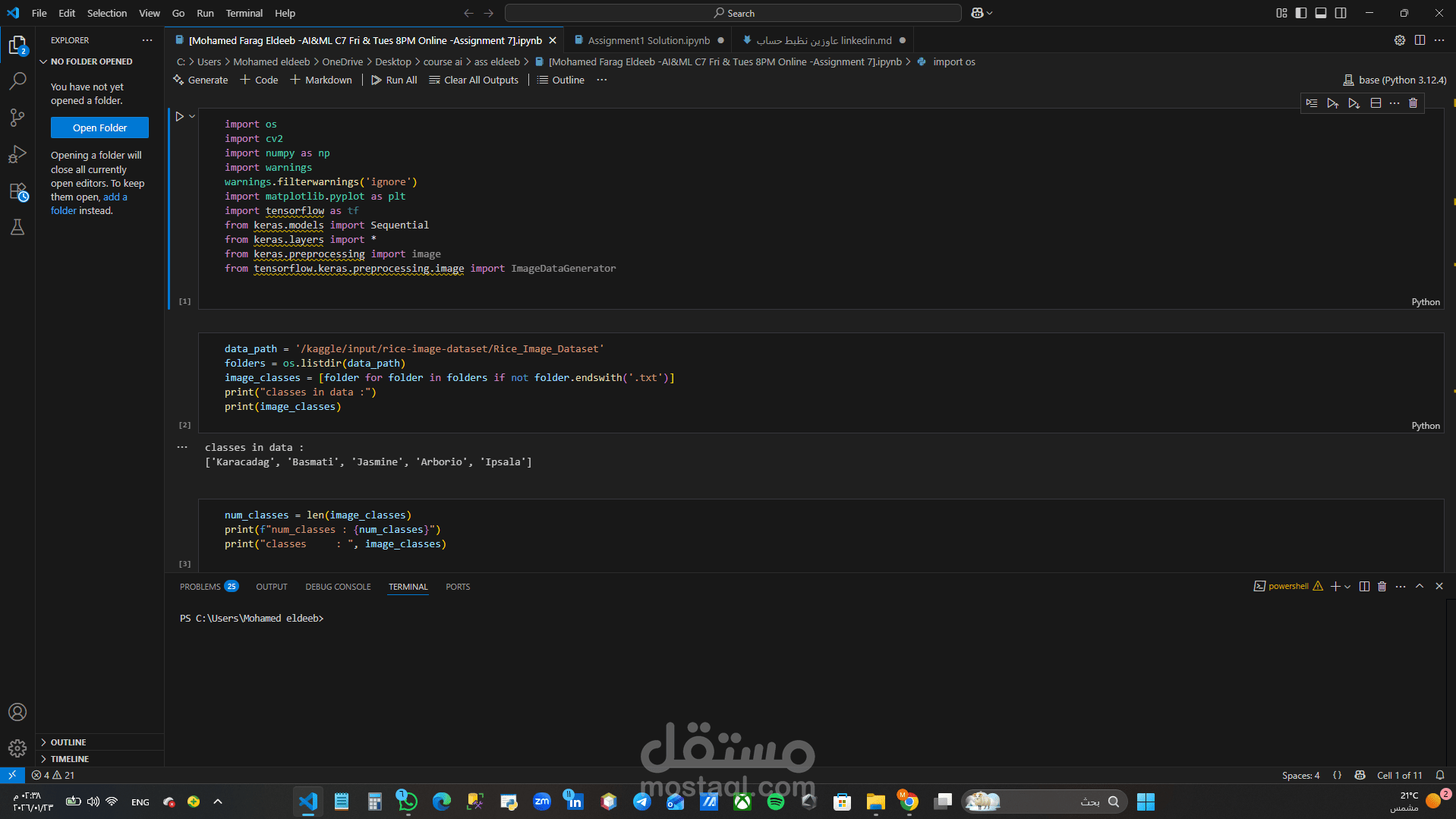 بناء نموذج رؤية حاسوبية (Computer Vision) لتصنيف 5 أنواع من الأرز بدقة عالية
