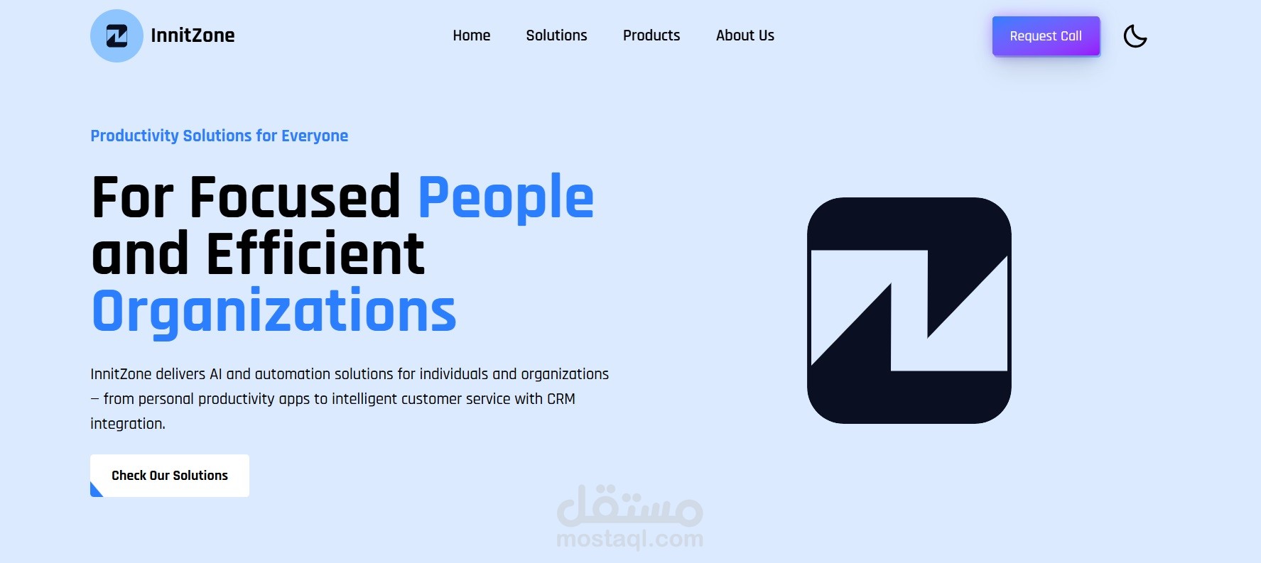 تصميم موقع الكتروني لشركة innitzone باستخدام Next.js