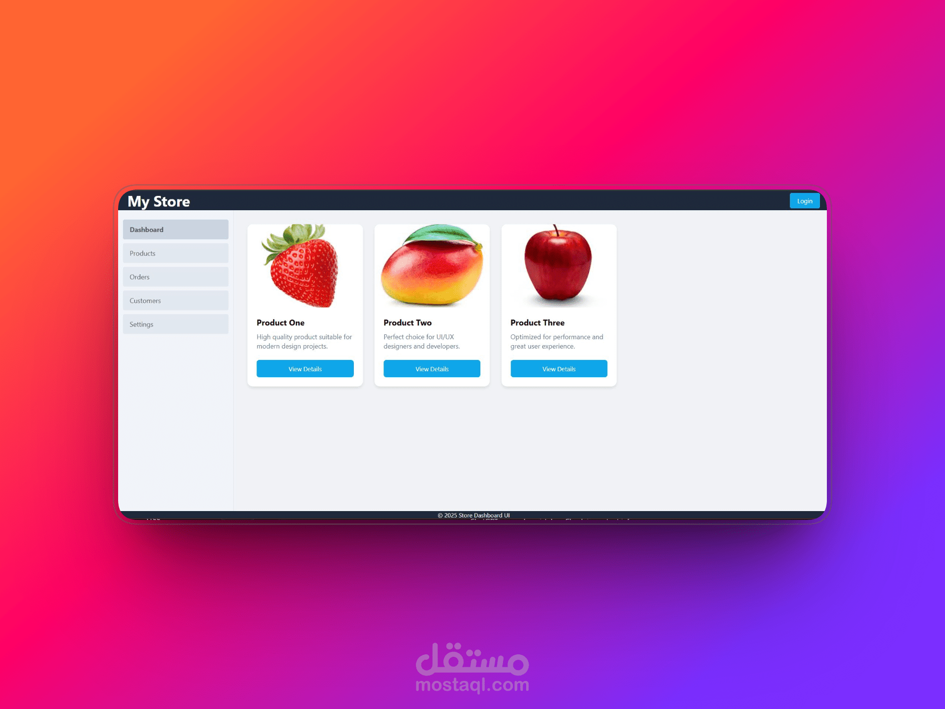 Responsive Store Dashboard