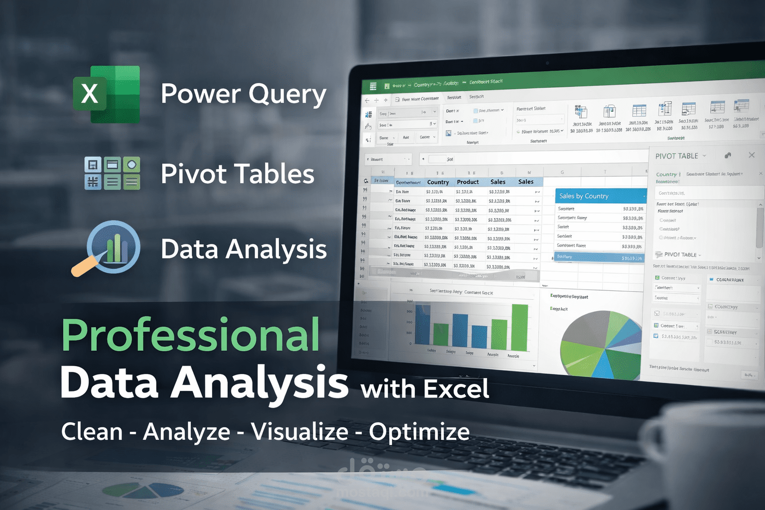 محلل بيانات باستخدام Excel | تنظيف البيانات، Power Query، Pivot Table وData Modeling