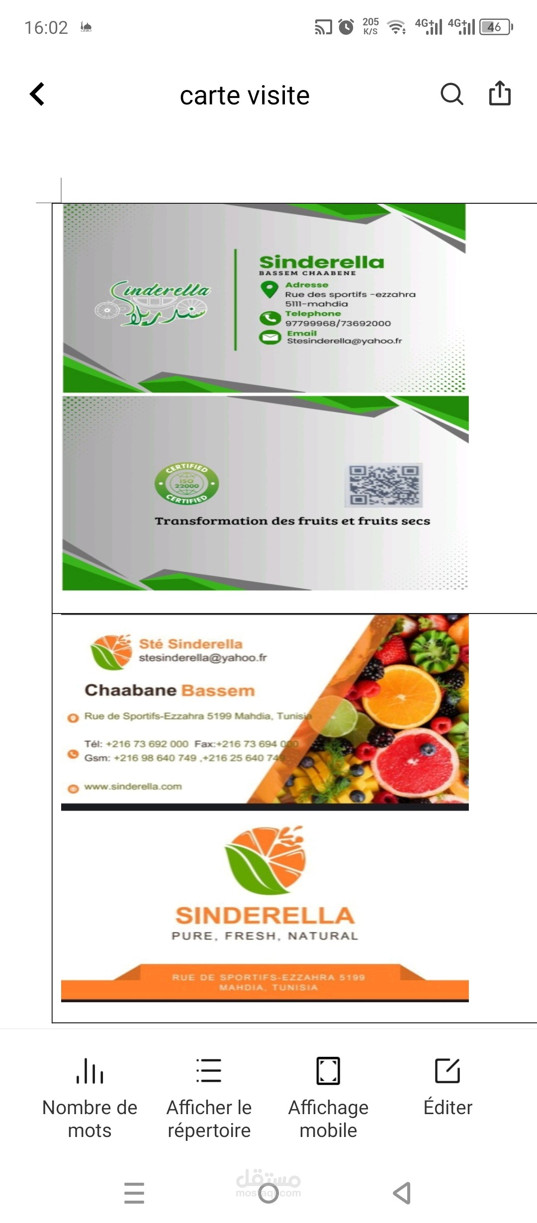 creation carte visite