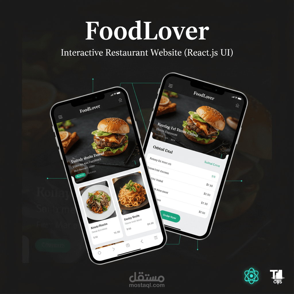 تطبيق FoodLover - موقع مطعم تفاعلي