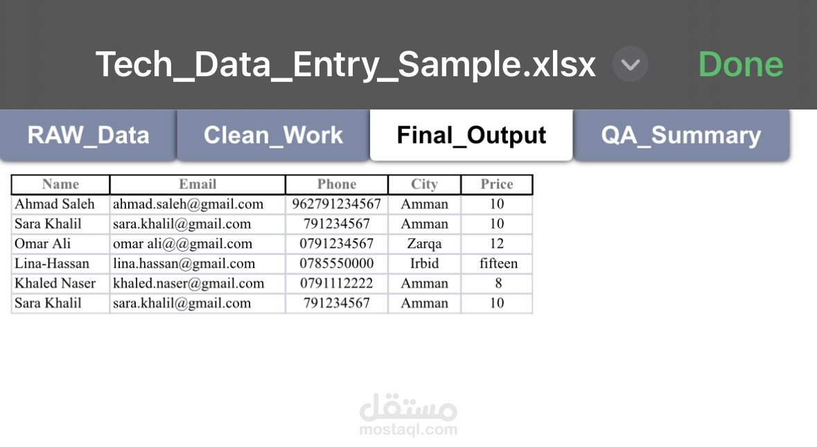 تنظيف وتنظيم بيانات Excel مع تدقيق كامل