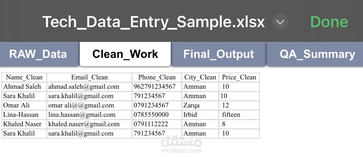 Data Cleaning & Formatting in Excel