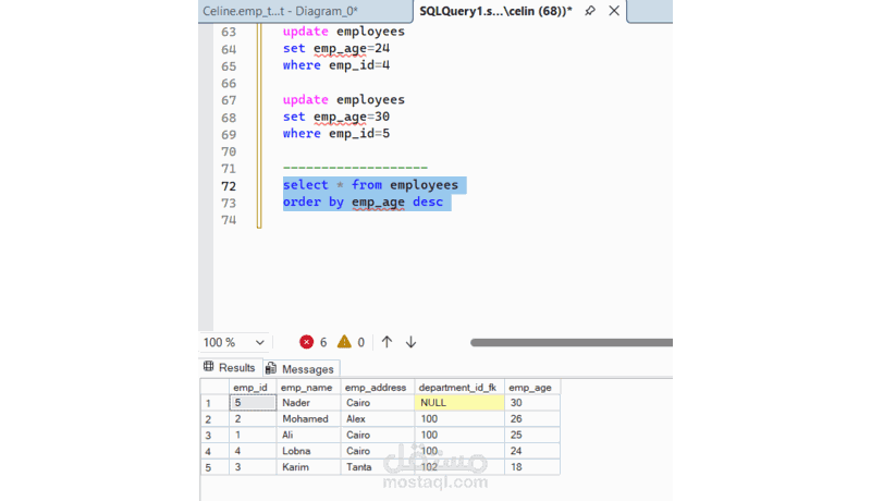 استخدام sql في ترتيب الداتا واستخراج اللازم من المعلومات في أسرع وقت