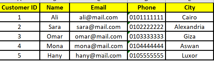 بيانات العملاء