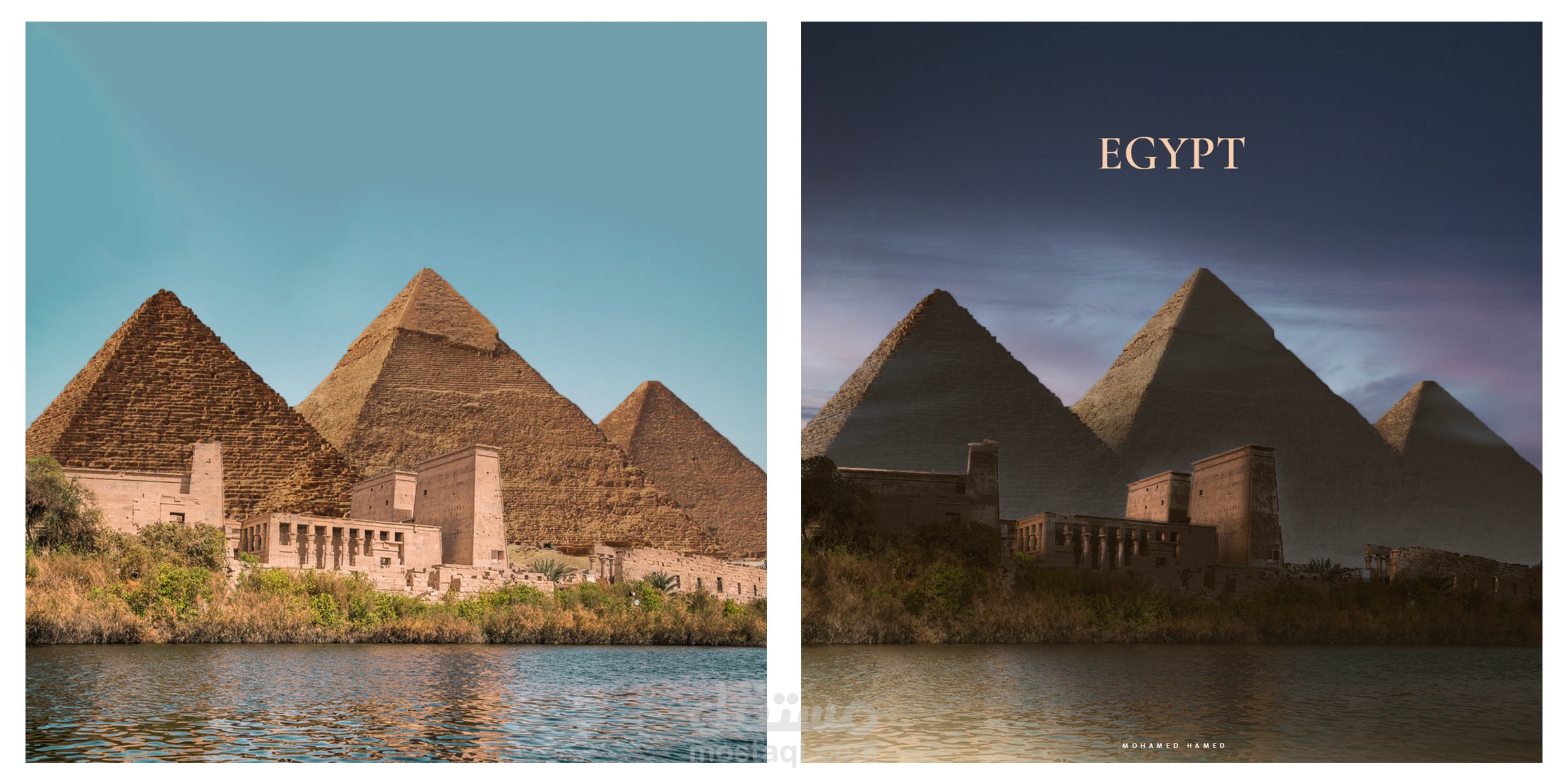 تصميم دمج مجموعة صور لإظهار حضارة مصر بشكل جميل