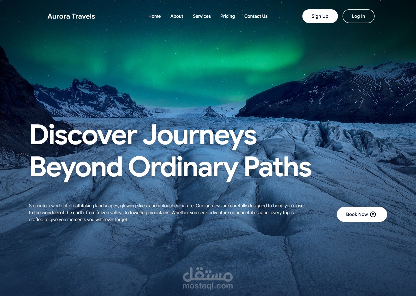 تصميم واجهة Landing page  لموقع سياحي.