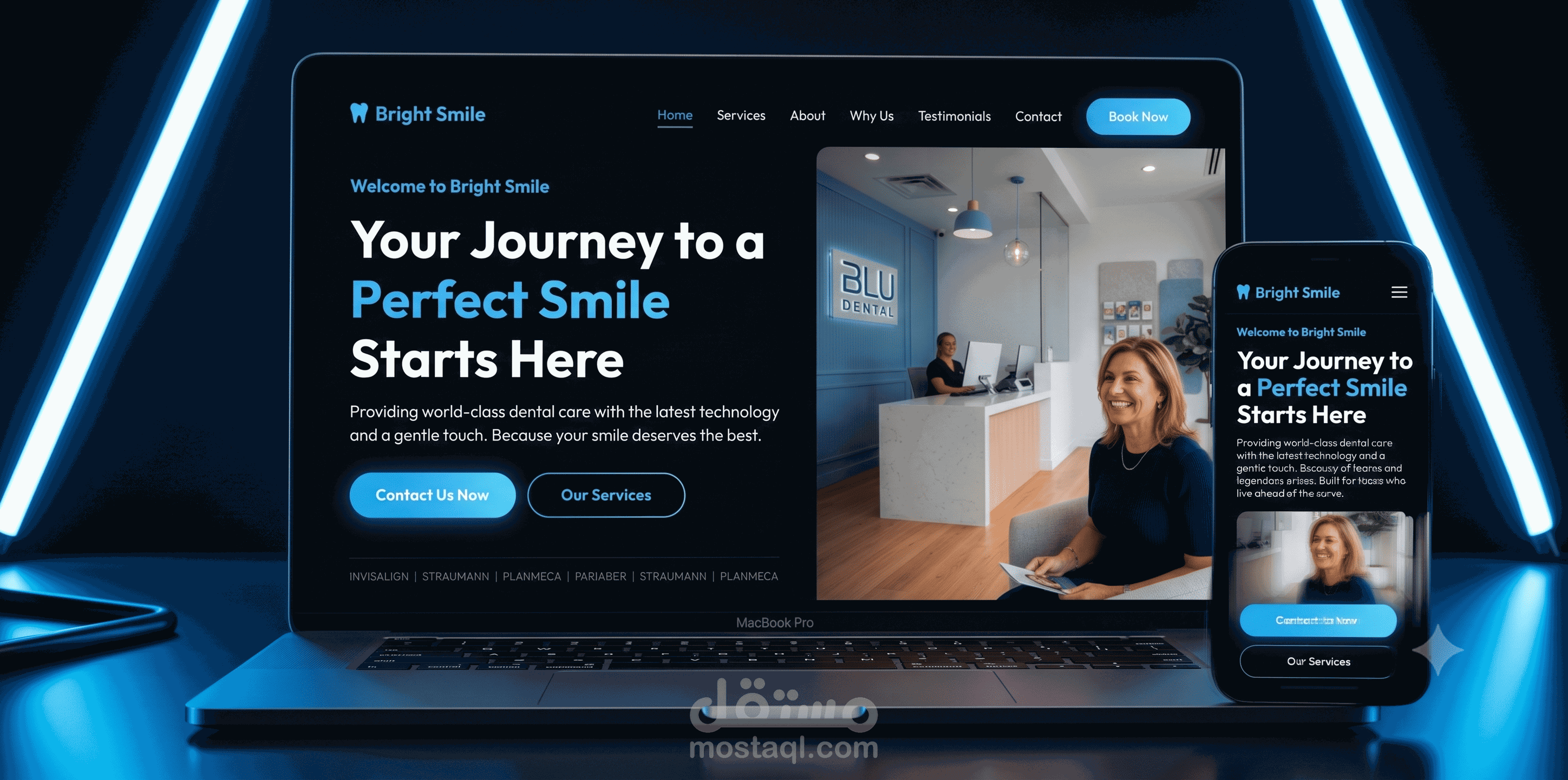 Bright Smile Clinic - موقع عيادة أسنان احترافي عالي التحويل
