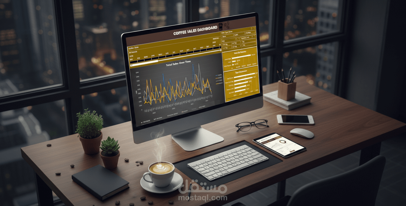 لوحة تحكم تفاعلية لتحليل مبيعات القهوة  "Interactive Coffee Sales Dashboard"