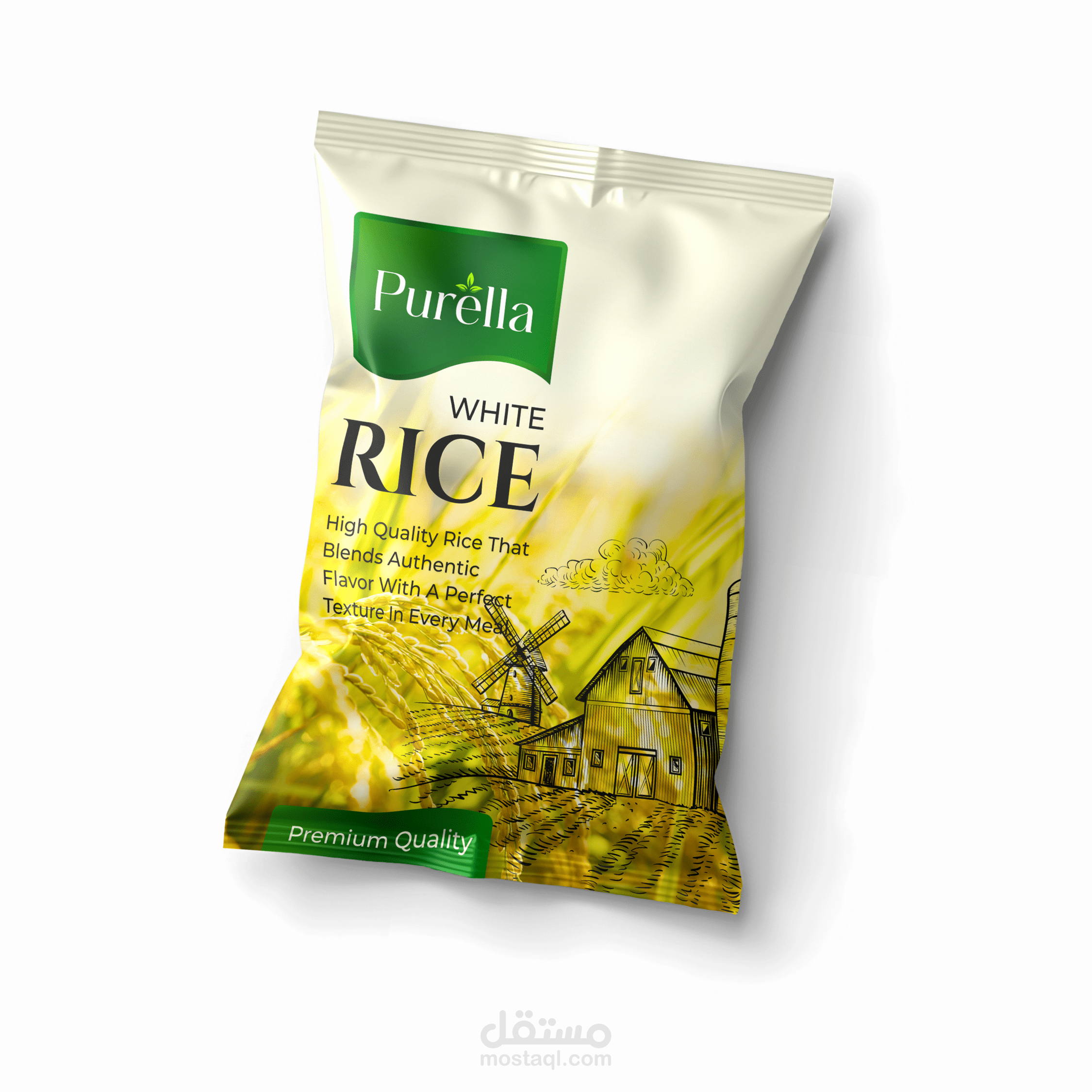 تصميم كيس أرز بهوية إنجليزية