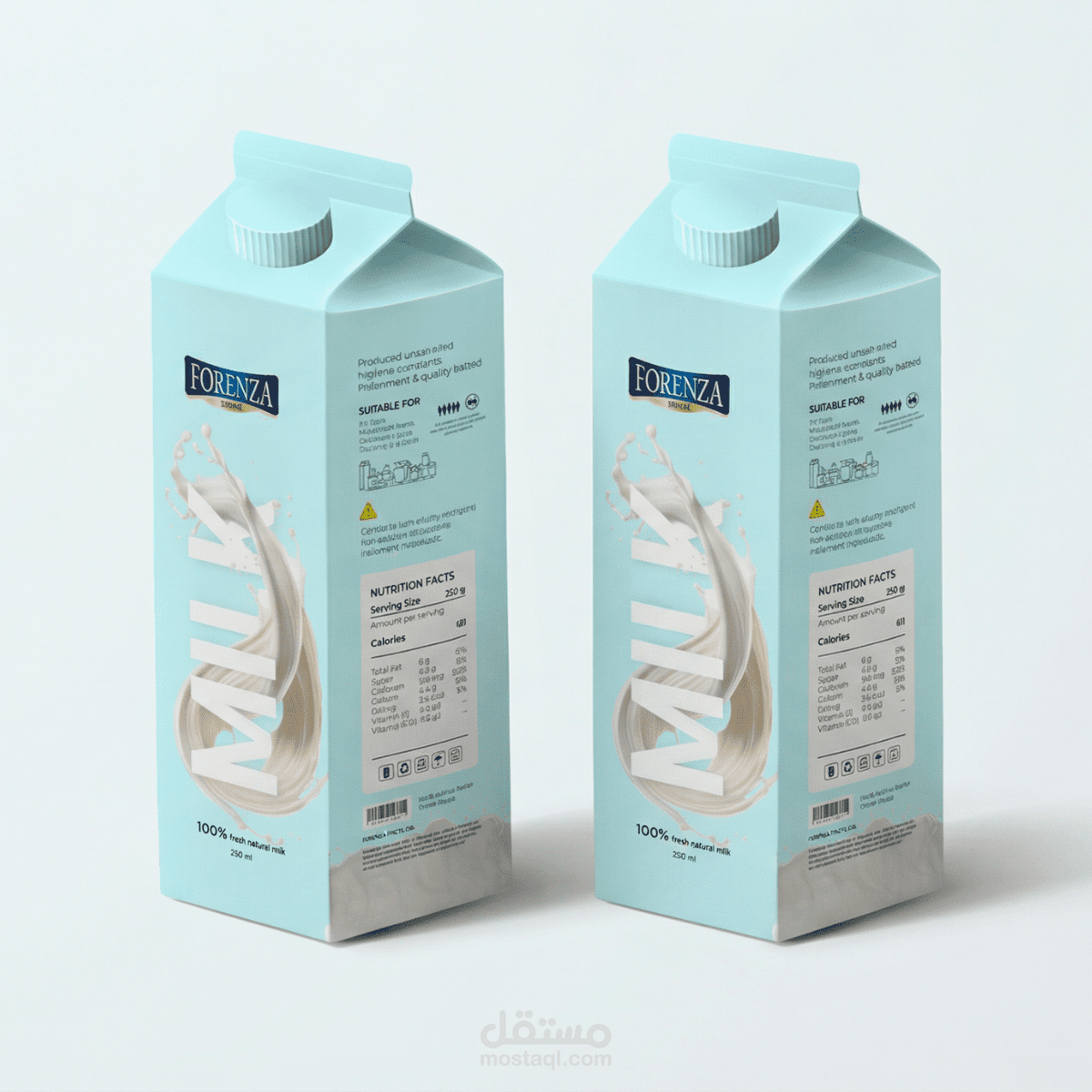 تصميم باكدچينج لعبوة حليب Packaging milk  بأسلوب مينيمال وجذاب