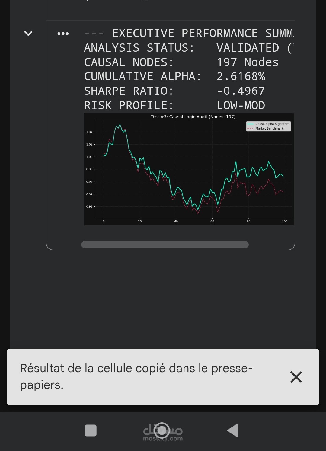 Market Benchmark Outperformance: Causal Node Audit