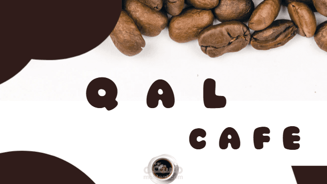 تصميم بصري أنيق لهوية مقهى باسم “QAL Cafe”،