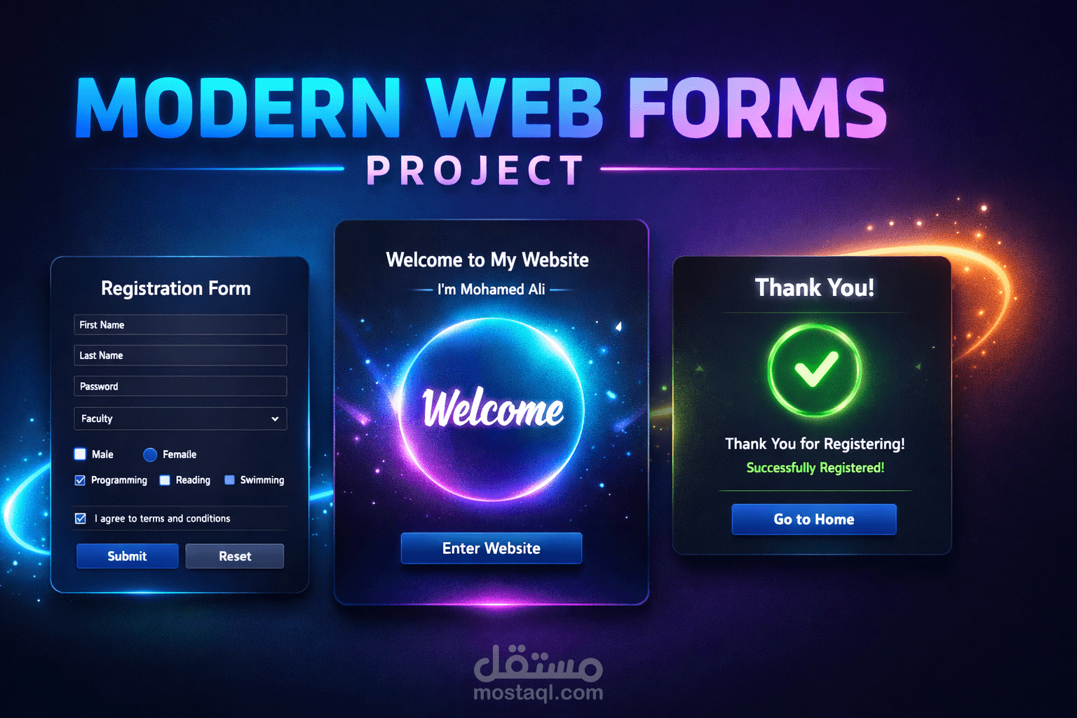 تصميم واجهات ويب حديثة باستخدام HTML و CSS (نموذج تسجيل متكامل)