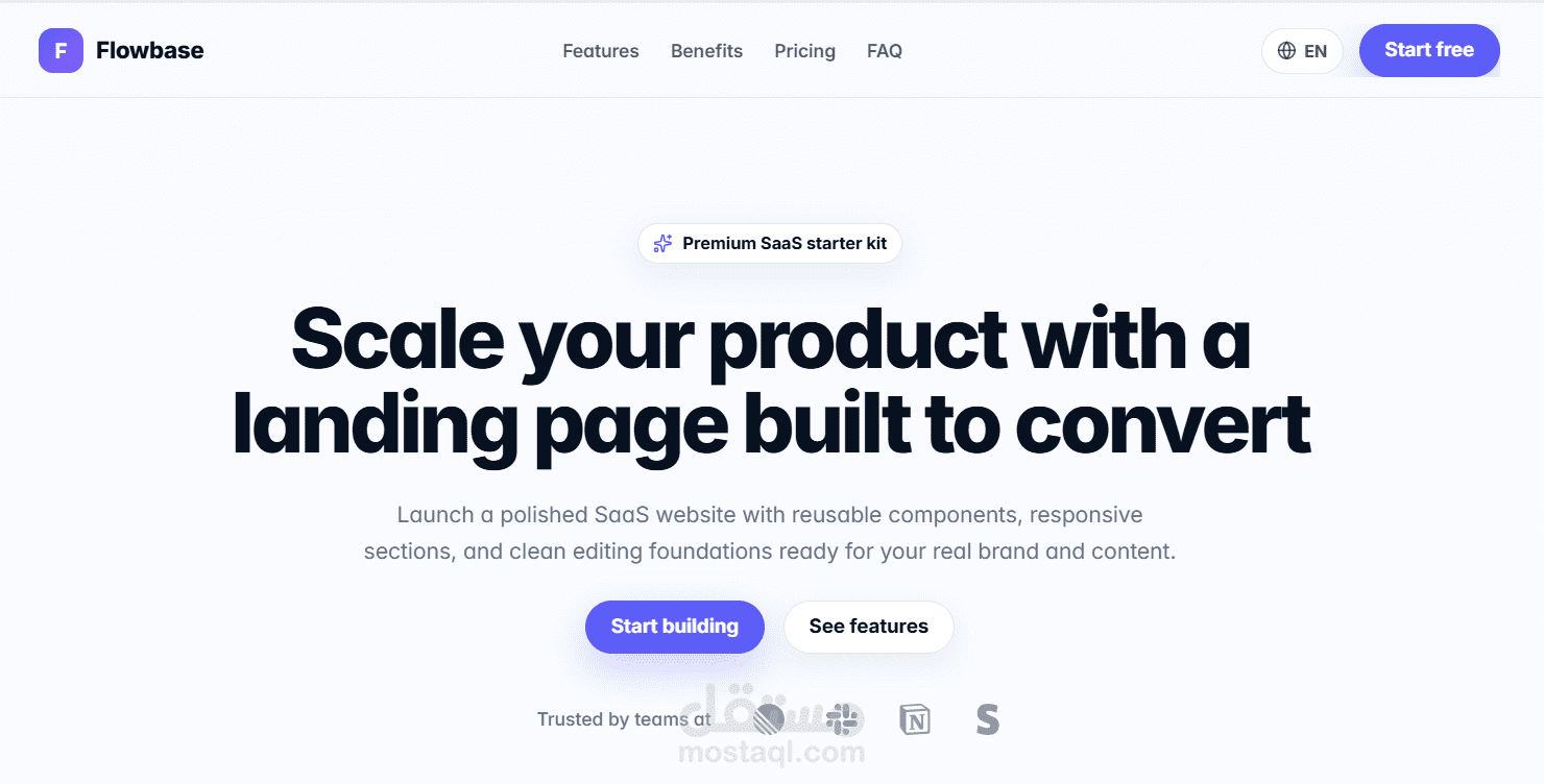 تصميم وتطوير صفحة هبوط احترافية متكاملة لشركة SaaS / منصات ذكاء اصطناعي (SaaS Landing Page Design)