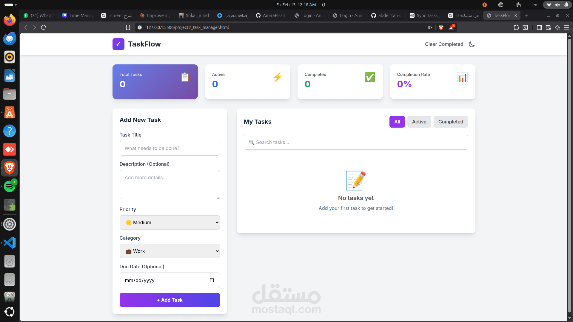 تطبيق ويب لإدارة المهام