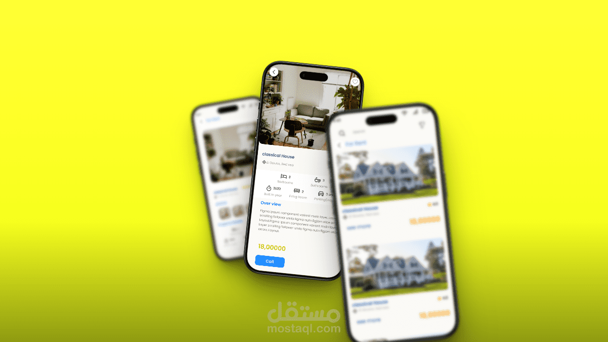 تصميم UI/UX لتطبيق عقارات حديث (Real Estate App) – تجربة مستخدم احترافية